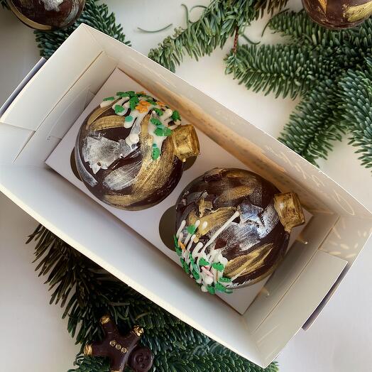 Набор из 2 какао-бомбочек в виде ёлочных игрушек