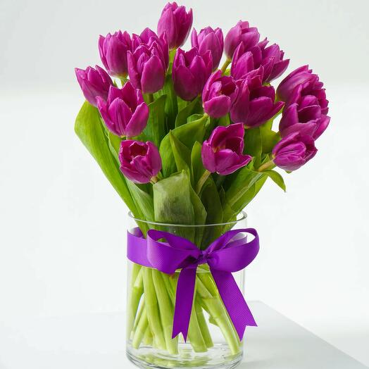 28 Purple Tulip Arrangement