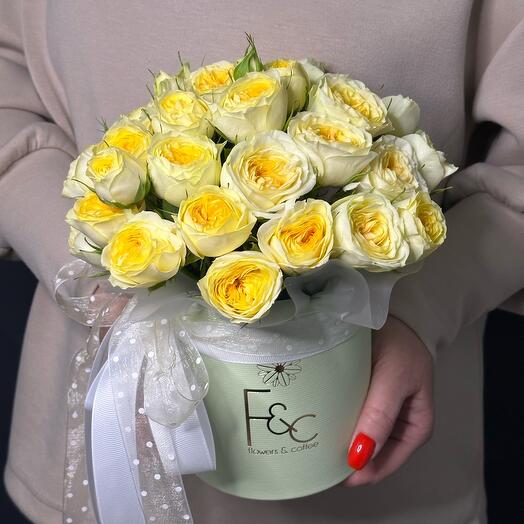 Лимонные розы в коробке💛