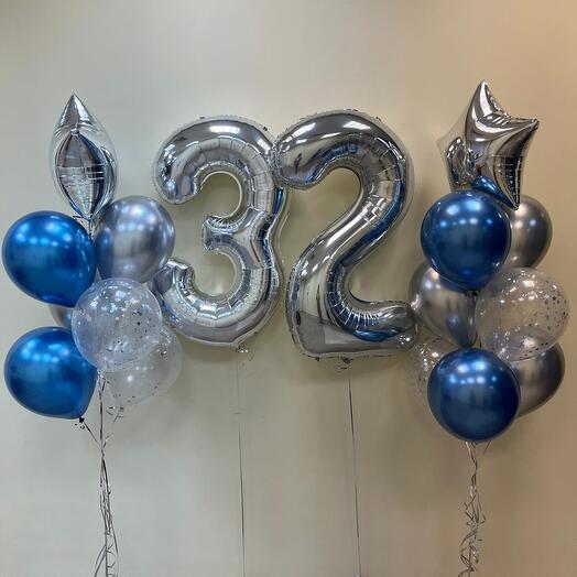 Set of helium balloons 461 - with numbers 32 ( aerodesign )