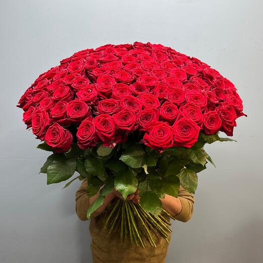 A large bouquet of red roses