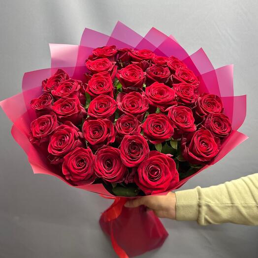 Красные розы 31шт💫🌹😍