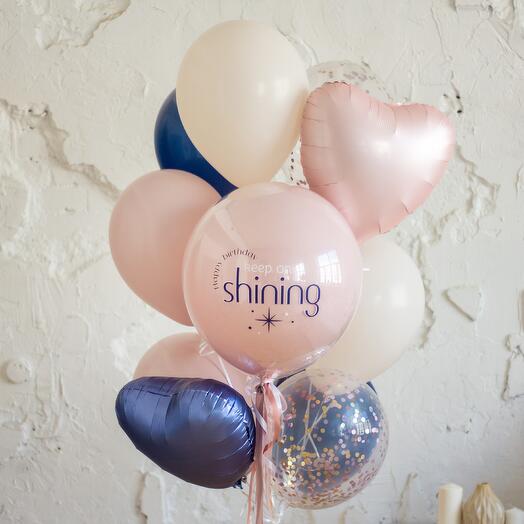 Связка воздушных шаров на грузике «Midnight Rose» | 11 шаров, 1 грузик