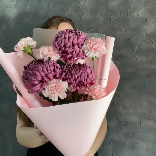 Гвоздики + хризантемы бигуди
