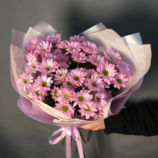 Букет из 5 кустовых розовых хризантем