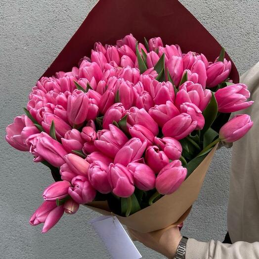 Bouquet of 51 pink tulips