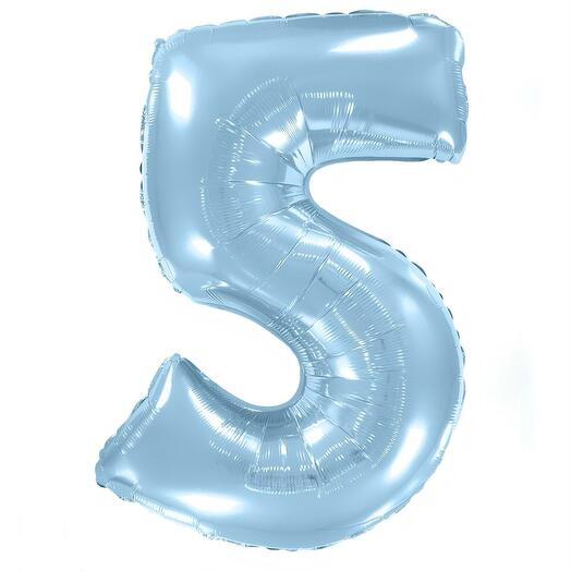 Фольгированный воздушный гелиевый шар цифра 5 голубая 102 см (40 дюймов) для украшения праздника и дня рождения