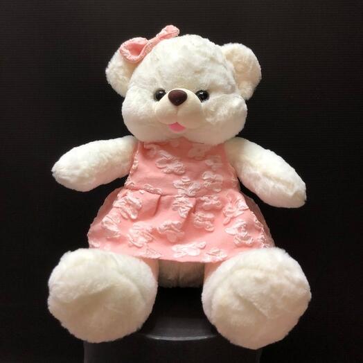 Мягкая игрушка "Мишка белый в платье"
