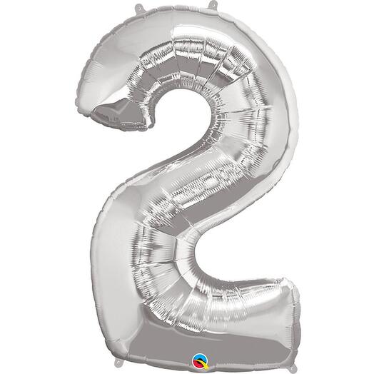 Silver Number Two Helium Balloon