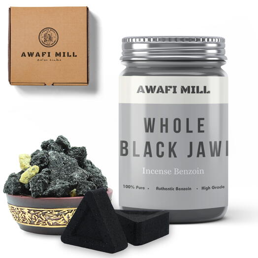 AWAFI MILL Black Jawi | Triangle Charcoal Tablet - Bottle of 100 Gram with 20 Charcoal Piece