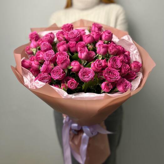 Mono bouquet 53 из 15 кустовых пионовидных роз сорта classic sensation