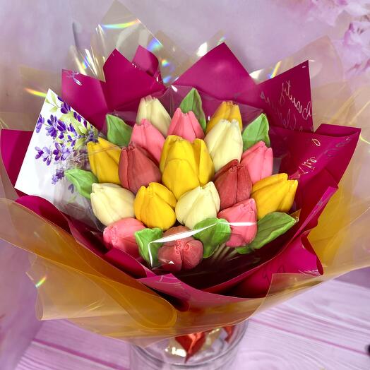 Сладкий букет тюльпанов из бельгийского шоколада