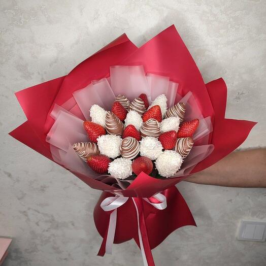 Букет из клубники в бельгийском шоколаде "Red Velvet" XL