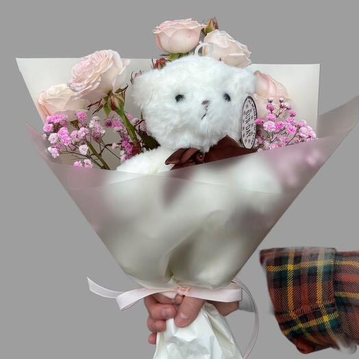 Bouquet with a teddy bear