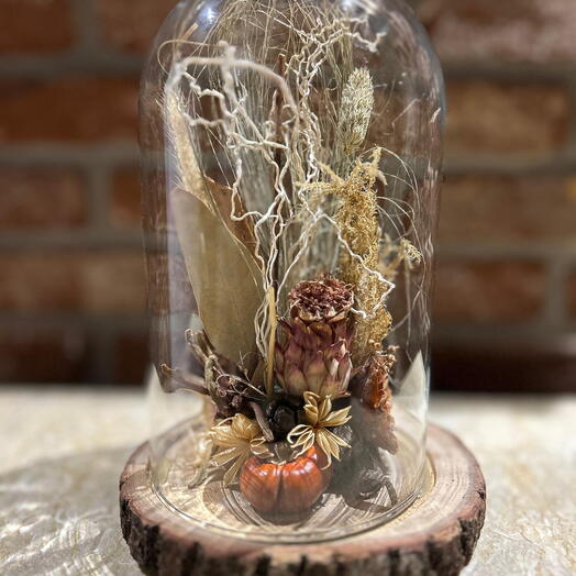 Natural dried flowers in a glass bell No.2
