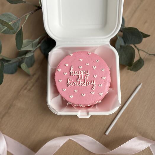 Бенто торт розовый happy birthday