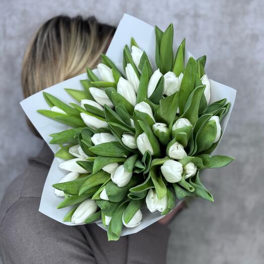 Тюльпаны белые🌷🤍 букет 35 шт для любимой ♥️