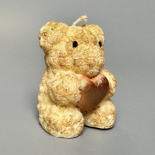 Свеча для украшения из кокосового воска с хлопковым фитилём Gold Bear (new) ручной работы 1 шт