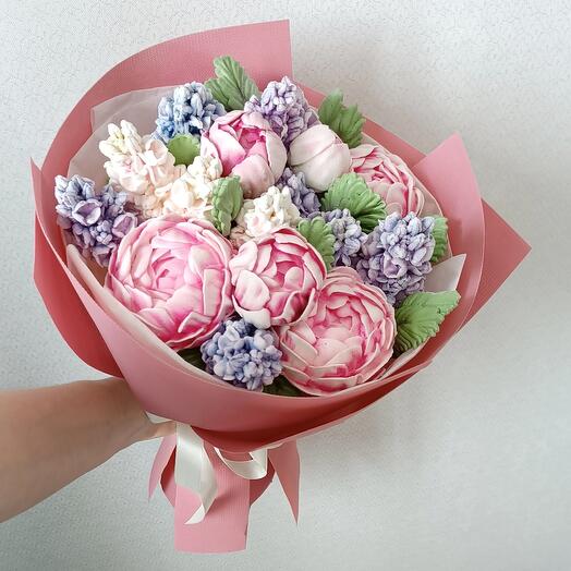 Зефирный букет (сирень, пионы)