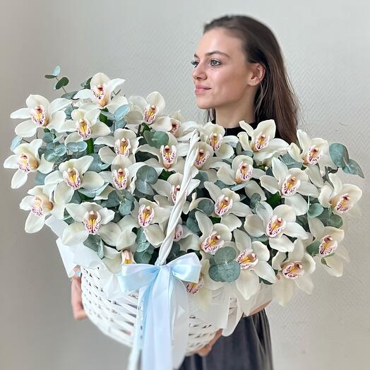 Вальс белых орхидей🤍 корзина с цветами