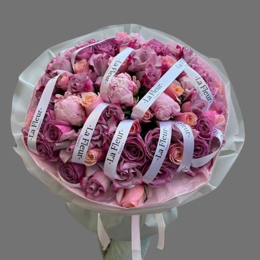 Лаванда де Люкс» — Авторский букет в розово-лиловой гамме