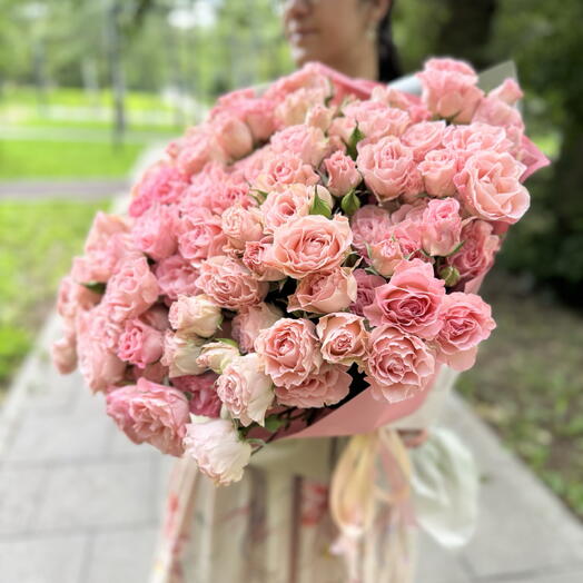 Розовые розы 21 штука=63 бутона, Букет L 420