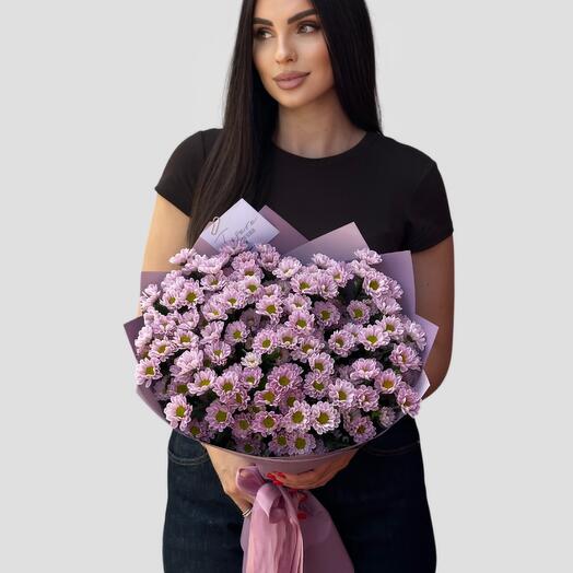 15 розовых хризантем