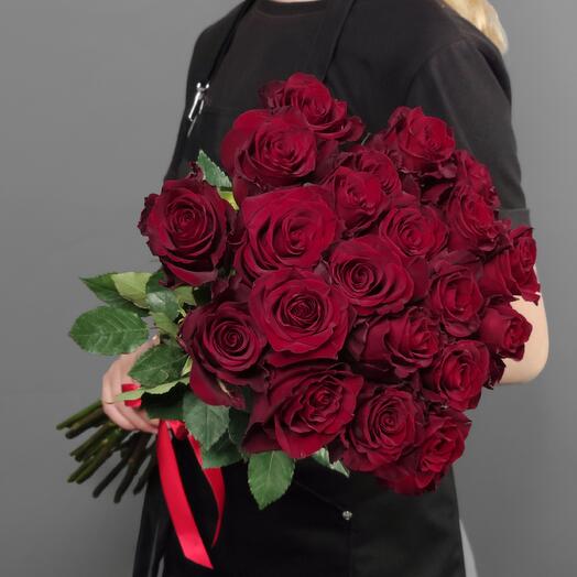 Бордовые розы 21 шт