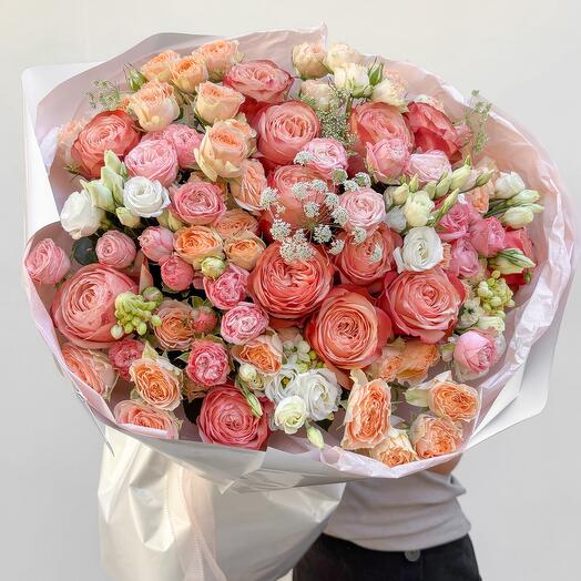 Букет Супер эффект из пионовидных роз