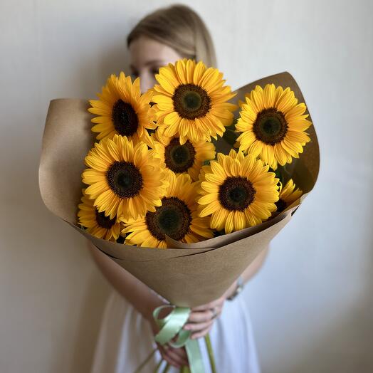 Подсолнухи 🌻 9 шт, желтые, арт 39 Flower Perfect
