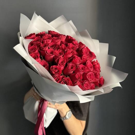 -20%АКЦИЯ🌹Монобукет "Моей единственной"/51 роза/роза Кения /Цветы Уфа/Цветы в Уфе/Доставка цветов Уфа