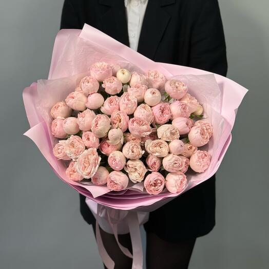Mono of 15 peony-shaped roses Mansfield Park