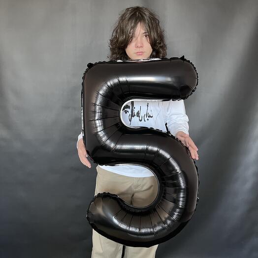 Шар Цифра черная 5