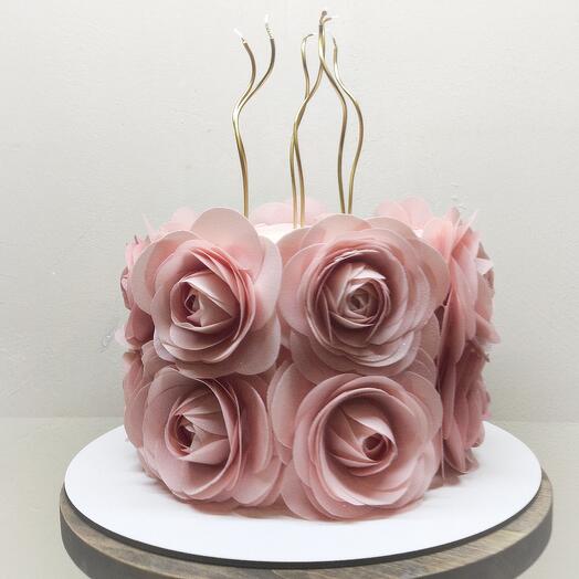 Торт с вафельными цветами, торт с розами, трендовый торт, торт в подарок, торт на день рождения