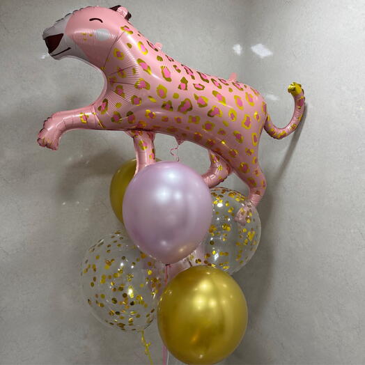 Набор воздушных Шаров Леопард 7шт. Set of helium balloons 7pcs Pink Leopard