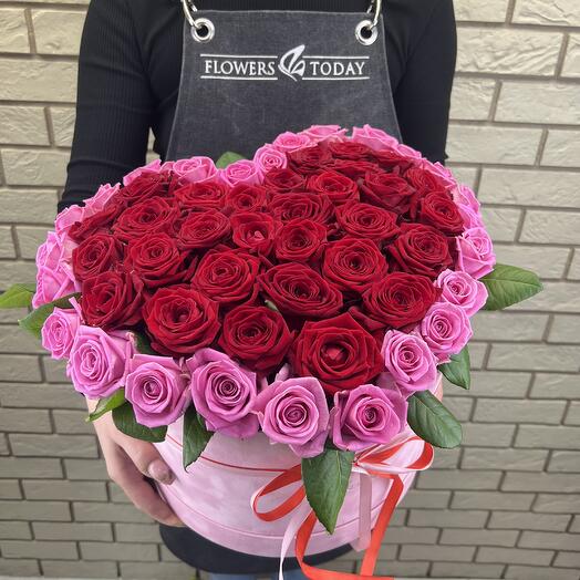 Сердце из роз в коробке