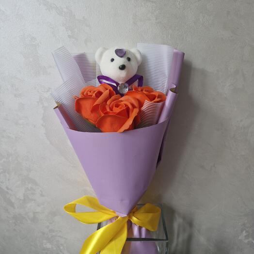 Мыльный букет с мишкой 2