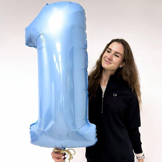 Фольгированная цифра шар «Голубой» на выбор 102 см