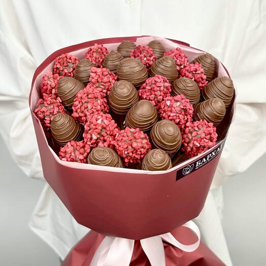 Букет из клубники, клубника в шоколаде Малиновый шоколад