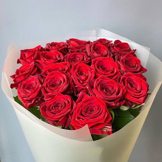 19 бордовых роз
