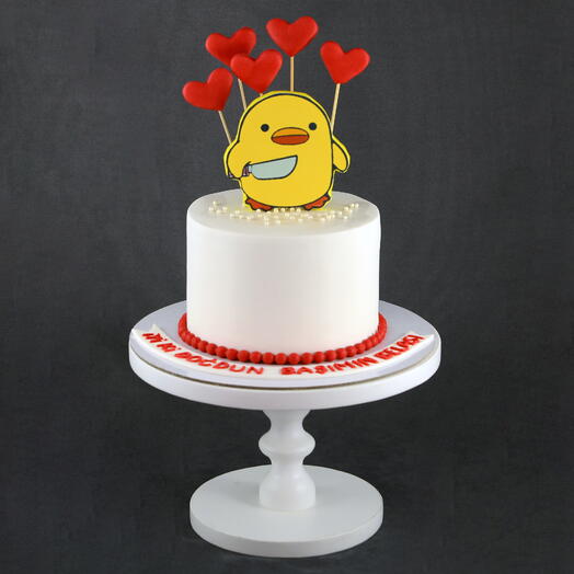 🐤🔪 Duck Chick With Knife Cake – Handmade Custom Design