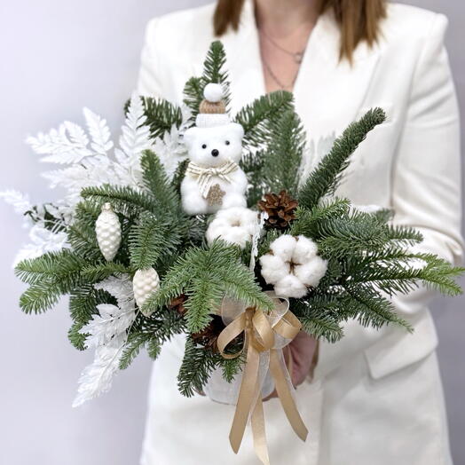 Новогодняя композиция «Мишка в лесу». Арт. 343