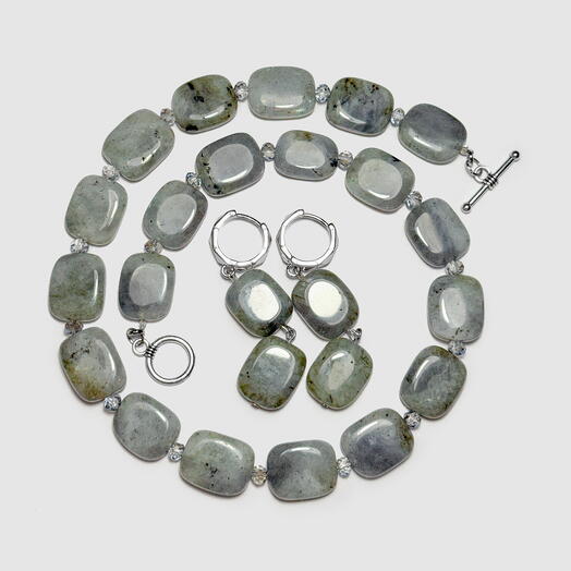 Комплект из лабрадорита | Колье и серьги