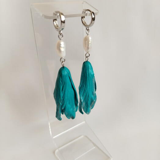 Серьги "Бирюзовый бутон"