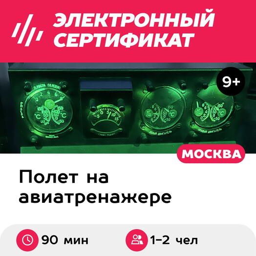 Подарочный сертификат Полет на авиатренажере вертолета Ми-8МТВ-2, 90 минут для 1-2 чел., будни