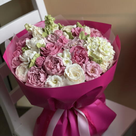 Букет цветов из зефира ручной работы в день рождения,маме,жене,любимой