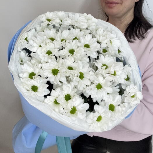 9 белых кустовых хризантем