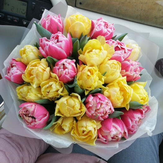 25 пионовидных тюльпанов микс