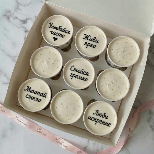 Набор тортов в стаканчике cake to go 9 шт с пожеланиями