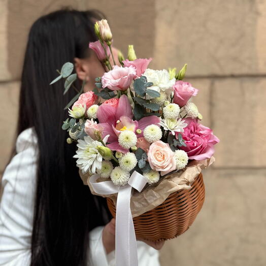 Авторская корзина с цветами «Pink Basket»